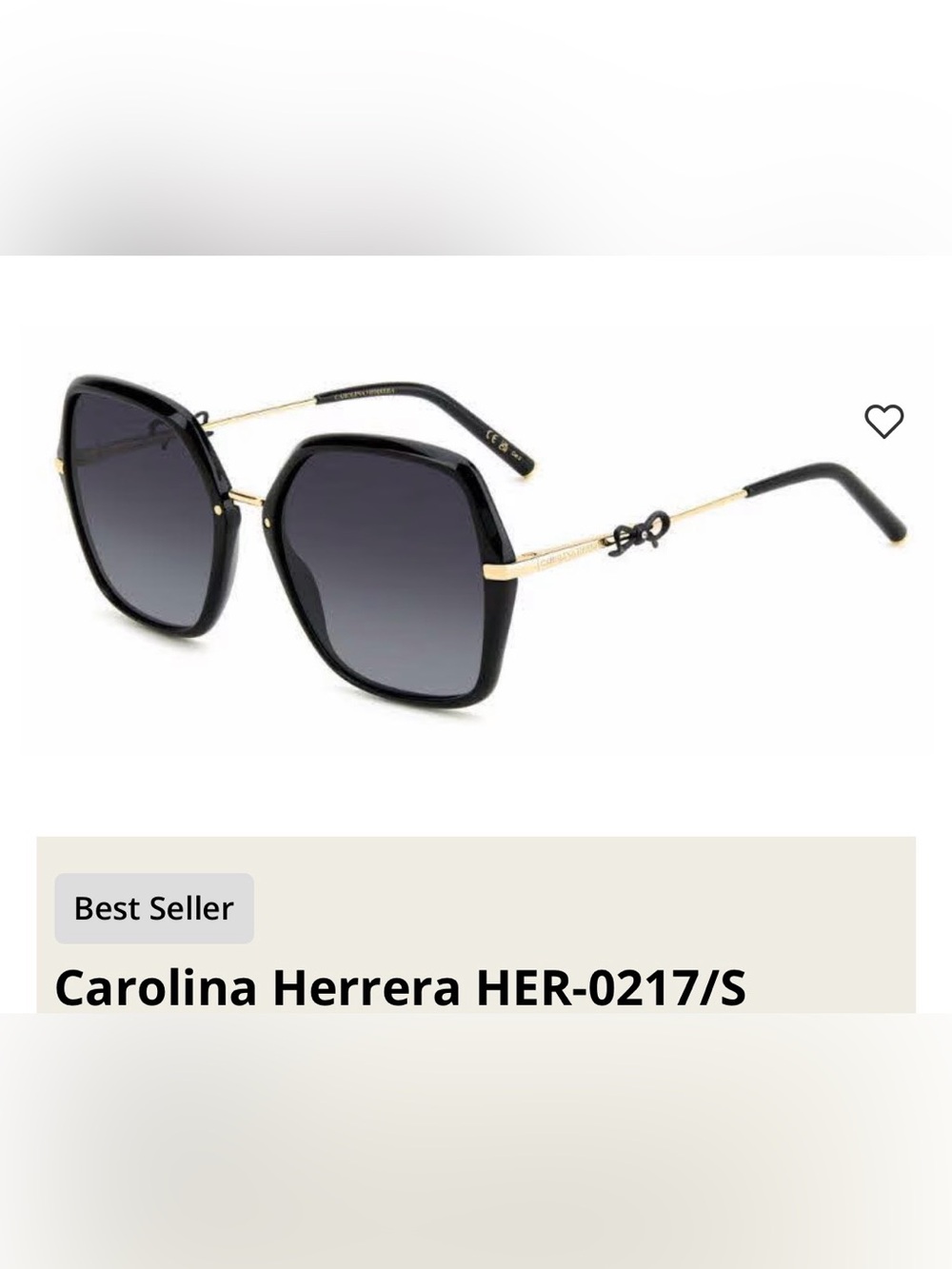 Carolina Herrera Black and Gold Oversized Square Sunglasses HER 0217/S